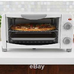 1000W White Toaster Oven 4 Slice Timer Pizza Cooking Toast Bake Broil Countertop