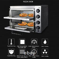 110V Commercial Double Electric Pizza Oven Pizza Bread Making Machines 3kW