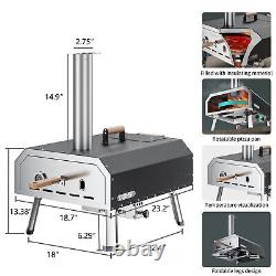 13/16 Outdoor Pizza Oven Portable Wood Pellet Pizza Oven Stainless Steel BBQ
