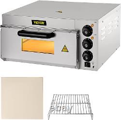 14 Single Deck Layer, 110V 1300W Stainless Steel Electric Pizza Oven with Stone