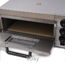 1500W Electric Pizza Oven Single Deck Fire Stone Bread Toaster For Commercial US