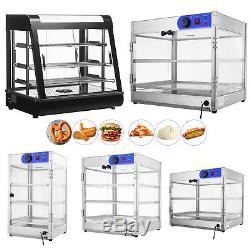 2/3-Tier Commercial Food Pizza Warmer Cabinet Countertop Heated Display Case