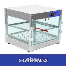 2-Tier 750W Commercial Countertop Heat Food Pizza Warmer Display Cabinet Case