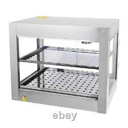 2 Tier Commercial Food Pizza Warmer Countertop Cabinet Display Stainless Steel