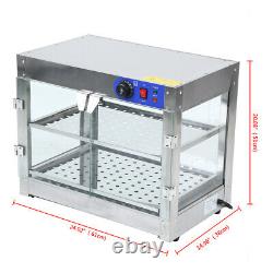 2-Tier Commercial Food Warmer Countertop Heat Pizza Warmer Display Case Samger