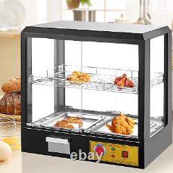 2-Tier Commercial Food Warmer Display Case Countertop Pie Pizza Cabinet 500W