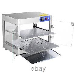 2 Tier Commercial Food Warmer Pie Pizza Cabinet Display Showcase Countertop 750W