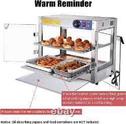 2-Tier Commercial Pizza Warmer Countertop Display Case 24X15X20 Inch 750W Pastry