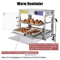 2 Tier Countertop Food Warmer Commercial Heat Food Pizza Display Case Warm 750W