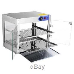 2 Tier Food Warmer Stainless Steel Buffet Pizza Display Cabinet Case 24x19x15