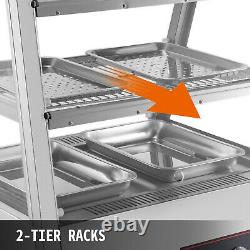 2 Tiers Commercial Food Warmer Cabinet 44x25x30 Countertop Pizza Display Case