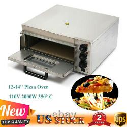 2000W Commercial Single Layer Electric 12-14'' Pizza Baking Oven Stainless Steel