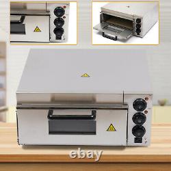 2000W Electric Pizza Oven Single Deck Commercial Stainless Steel Bake Broiler US