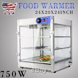 20x20x24Inch 3-Tier Commercial Countertop Food Pizza Warmer Display Cabinet Case