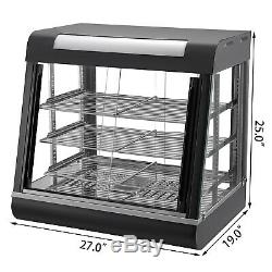 27in Commercial Food Warmer Display Case Pizza Warmer Pastry Display Case 1500W