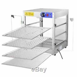 3-Tier Commercial Food Pizza Warmer Cabinet Countertop Heated Display Case