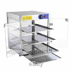 3-Tier Commercial Food Pizza Warmer Cabinet Countertop Heated Display Case