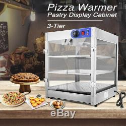 3 Tier Food Warmer Buffet Pizza Display Cabinet Heated Case Hot Food 20x20x24 in