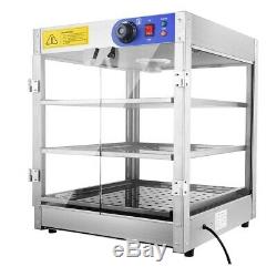 3 Tier Food Warmer Buffet Pizza Display Cabinet Heated Case Hot Food 20x20x24 in