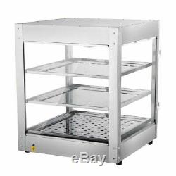 750W Commercial 20x20x24 Countertop 3-Tier Food Pizza Warmer Cabinet Case 8hrs