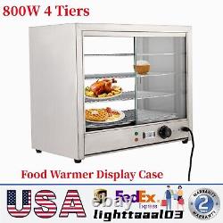 800W 4 Tiers Commercial Food Warmer Display Case Countertop Pizza Heated Cabinet