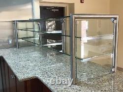 84 7ft Pizza Display Case Glass Sneeze Guard All Stainless Steel With Shelf
