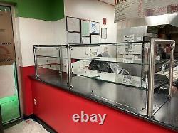 96 8ft Pizza Display Case Glass Sneeze Guard All Stainless Steel With Two Shelves