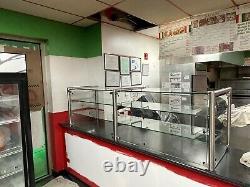 96 8ft Pizza Display Case Glass Sneeze Guard All Stainless Steel With Two Shelves