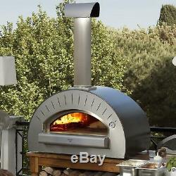 Alfa Quattro 35-Inch Outdoor Countertop Wood-Fired Pizza Oven Silver Gray