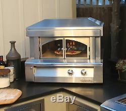 Alfresco 30 Stainless Steel Countertop Gas Pizza Oven with Halogen Oven Light