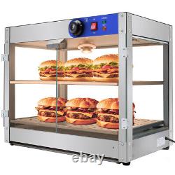 Commercial 2-Tier Countertop Heat Food Pizza Warmer 750W Pastry Display Case US