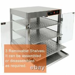 Commercial 3-Tier Countertop Food Pizza Pastry Warmer Display Case