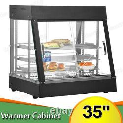 Commercial Food Warmer Court Heat Food Pizza Display Warmer Cabinet 35 Glass US
