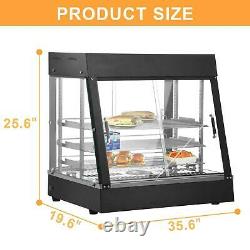 Commercial Food Warmer Court Heat Food Pizza Display Warmer Cabinet 35 Glass US