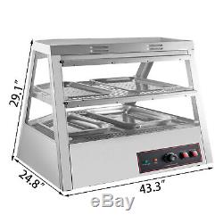 Commercial Food Warmer Court Heat Food Pizza Display Warmer Cabinet 43Glass SUS