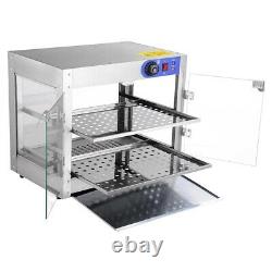 Commercial Food Warmer Court Heat Food pizza Display Warmer Cabinet 2-Tier Glass