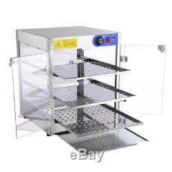 Commercial Food Warmer Wide Display Cabinet 3 Tier Countertop Case Pizza Pastry