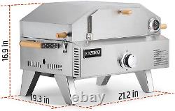 Comodo Outdoor Gas Pizza Oven Stainless Steel, 2-In-1 Portable Propane Fire Gril