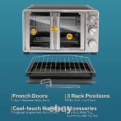 Countertop Double French Door Toaster Oven fits 12Pizza Stainless Steel Kitchen
