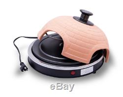 Countertop Mini Pizza Oven 4 Person with Real Terracotta Clay Dome Dual Heating