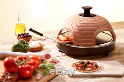 Countertop Mini Pizza Oven 4 Person with Real Terracotta Clay Dome Dual Heating
