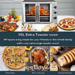 Ehuo Large Toaster Oven Countertop French Door Designed, 18 Slices, 14'' pizza