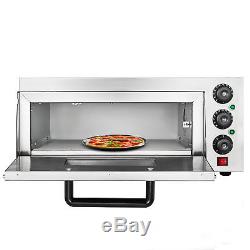 Electric 2000W Pizza Oven Single Deck Restaurant Countertop Ceramic Stone 110V