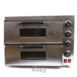Electric 3000W Pizza Oven Double Deck Countertop Fire Stone Bread Baking Oven