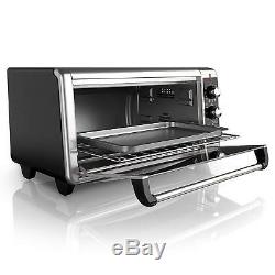 Extra Wide Convection Countertop Toaster Oven Pizza Bake Stainless Steel Black