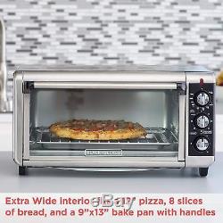 Extra Wide Convection Countertop Toaster Oven Pizza Bake Stainless Steel Black
