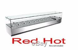 Fma Omcan 39595 9 Pan Countertop Refrigerated Pizza Topping Rail RS-CN-0009-P