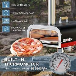 H&ZT Pizza Oven Outdoor 13 Multi-Fuel Rotatable Pizza Ovens Wood Gas Pizza Oven