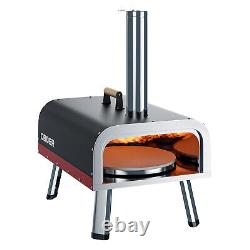 H&ZT Pizza Oven Outdoor 13 Multi-Fuel Rotatable Pizza Ovens Wood Gas Pizza Oven