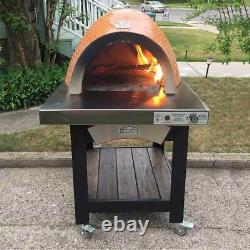 HPC Forno Dual Fuel Countertop Tile Pizza Oven on Cart, Copper, Natural Gas